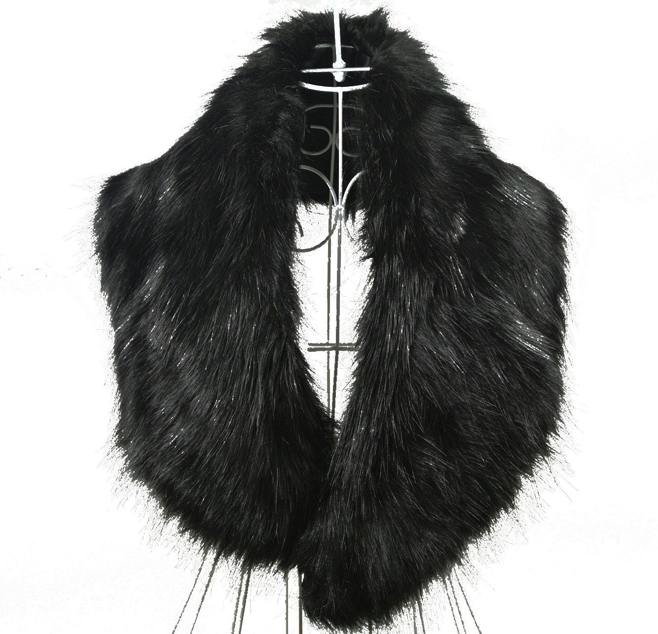 New Trendy Winter Scarf Wrap Faux Fur Collar Shawl Shrug (Black)